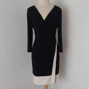 Ralph Lauren Black and Cream Long Sleeve Dress